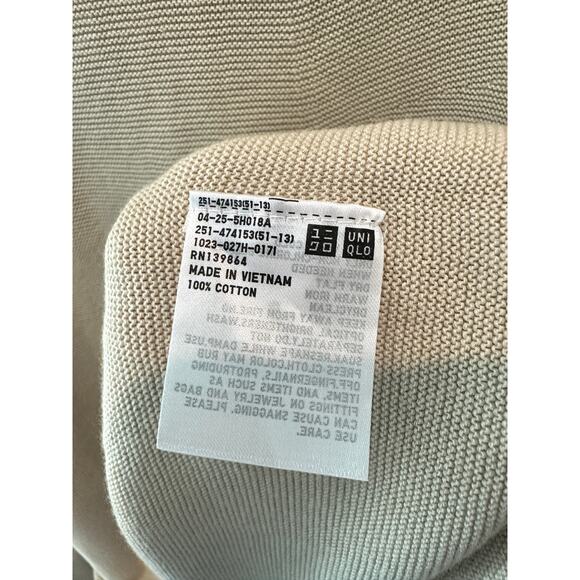 UNIQLO | 3D Knit Cotton Sweater Beige Boat Neck Pullover New | Large - Picture 6 of 7